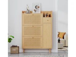 Móvel De Arrumação|Sapateira|KOMHTOM Cama acolchoada para adulto 180 x 396 cm, sem cabeceira, com faixa LED (monocromática), base com suspensão hidráulica, bege. Castanho
