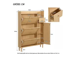 Móvel De Arrumação|Sapateira|KOMHTOM Cama acolchoada para adulto 180 x 396 cm, sem cabeceira, com faixa LED (monocromática), base com suspensão hidráulica, bege. Castanho