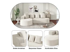 KOMHTOM Cama acolchoada para adulto 180 x 1424 cm, sem cabeceira, com faixa LED (monocromática), base com suspensão hidráulica, bege.^ Sofá