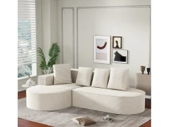 KOMHTOM Cama acolchoada para adulto 180 x 1424 cm, sem cabeceira, com faixa LED (monocromática), base com suspensão hidráulica, bege.^ Sofá