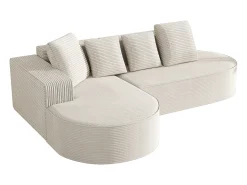 KOMHTOM Cama acolchoada para adulto 180 x 1424 cm, sem cabeceira, com faixa LED (monocromática), base com suspensão hidráulica, bege.^ Sofá