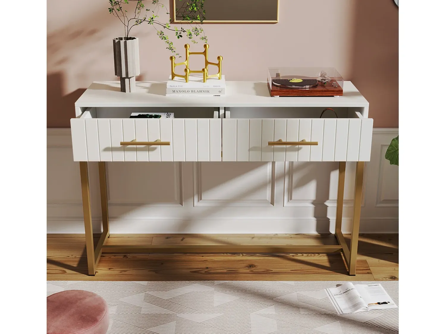 Consola*KOMHTOM Cama acolchoada para adulto 180 x 347 cm, sem cabeceira, com faixa LED (monocromática), base com suspensão hidráulica, bege. Branco