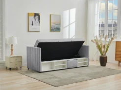 Sofá|Vente-unique Cama com arrumação banco 80x200 cm tecido cinza - LAOZIA Cinzento