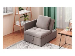 Hot Cama estofada, sofá-cama, sofá multifuncional 3 em 1 em linho, ajustável Cinzento