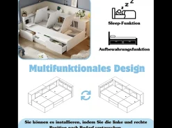 Merax Cama infantil 90 x 200 cm com 4 gavetas, estante e módulo de arrumação - madeira MDF - cor branca^ Móvel De Entrada