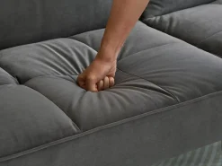New ModernLuxe Canapé 2 em 1 ajustável – 2 lugares – Veludo – Cinza Cinzento