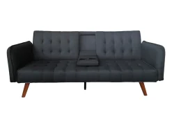 Sofá|Concept-Usine Canapé Conversível 3 Lugares INVERNESS com Mesa Central Rebatível - Conforto Ótimo e Design Moderno Preto