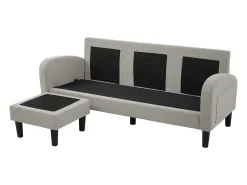 ModernLuxe Canapé d'angle avec méridienne - 3 places - tissu en coton et lin - Gris^ Sofá