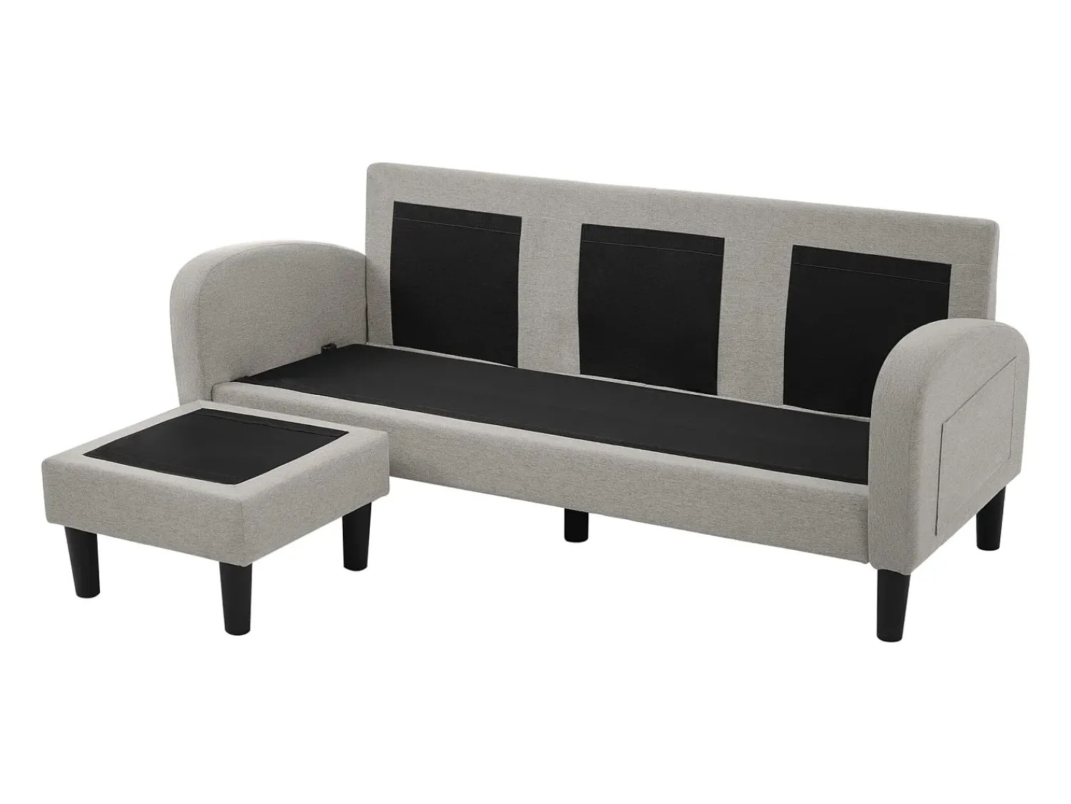ModernLuxe Canapé d'angle avec méridienne - 3 places - tissu en coton et lin - Gris^ Sofá