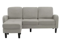 ModernLuxe Canapé d'angle avec méridienne - 3 places - tissu en coton et lin - Gris^ Sofá