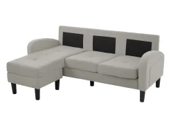 ModernLuxe Canapé d'angle avec méridienne - 3 places - tissu en coton et lin - Gris^ Sofá