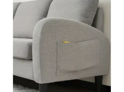 ModernLuxe Canapé d'angle avec méridienne - 3 places - tissu en coton et lin - Gris^ Sofá