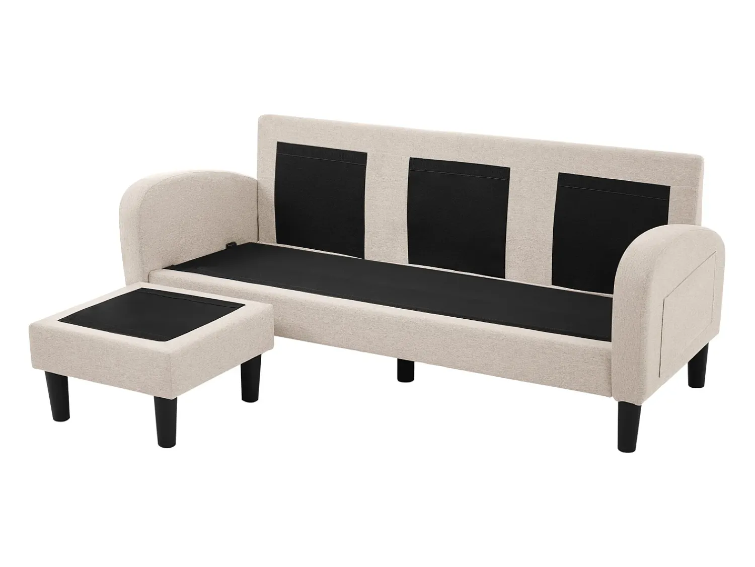 Sofá*ModernLuxe Canapé d'angle avec méridienne - 3 places - tissu en coton et lin - Beige Bege