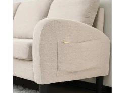 Sofá*ModernLuxe Canapé d'angle avec méridienne - 3 places - tissu en coton et lin - Beige Bege