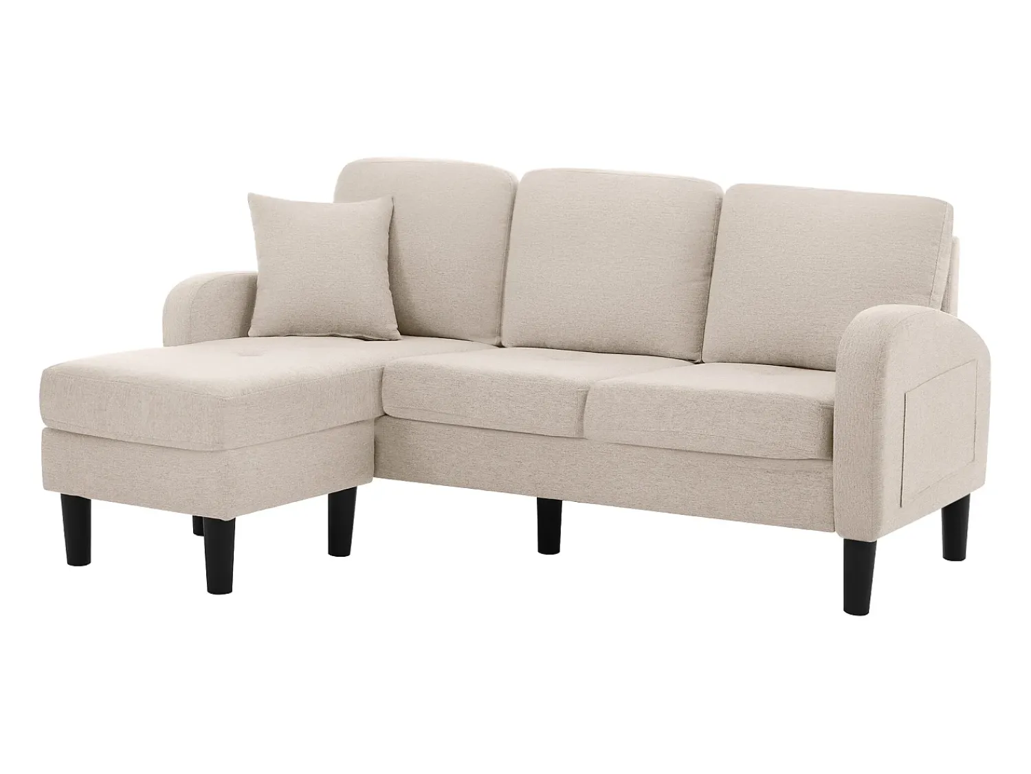 Sofá*ModernLuxe Canapé d'angle avec méridienne - 3 places - tissu en coton et lin - Beige Bege