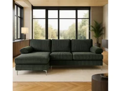 Concept-Usine Canapé de canto 4-5 lugares em veludo cotelê GALWAY^ Sofá