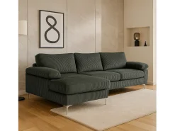 Concept-Usine Canapé de canto 4-5 lugares em veludo cotelê GALWAY^ Sofá