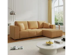 Sofá*Concept-Usine Canapé de canto conversível de 4 lugares em veludo BRIGHTON com baú e braços removíveis Amarelo