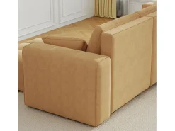 Sofá*Concept-Usine Canapé de canto conversível de 4 lugares em veludo BRIGHTON com baú e braços removíveis Amarelo