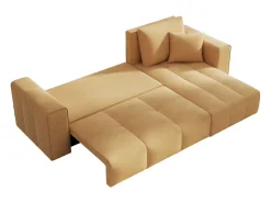 Sofá*Concept-Usine Canapé de canto conversível de 4 lugares em veludo BRIGHTON com baú e braços removíveis Amarelo