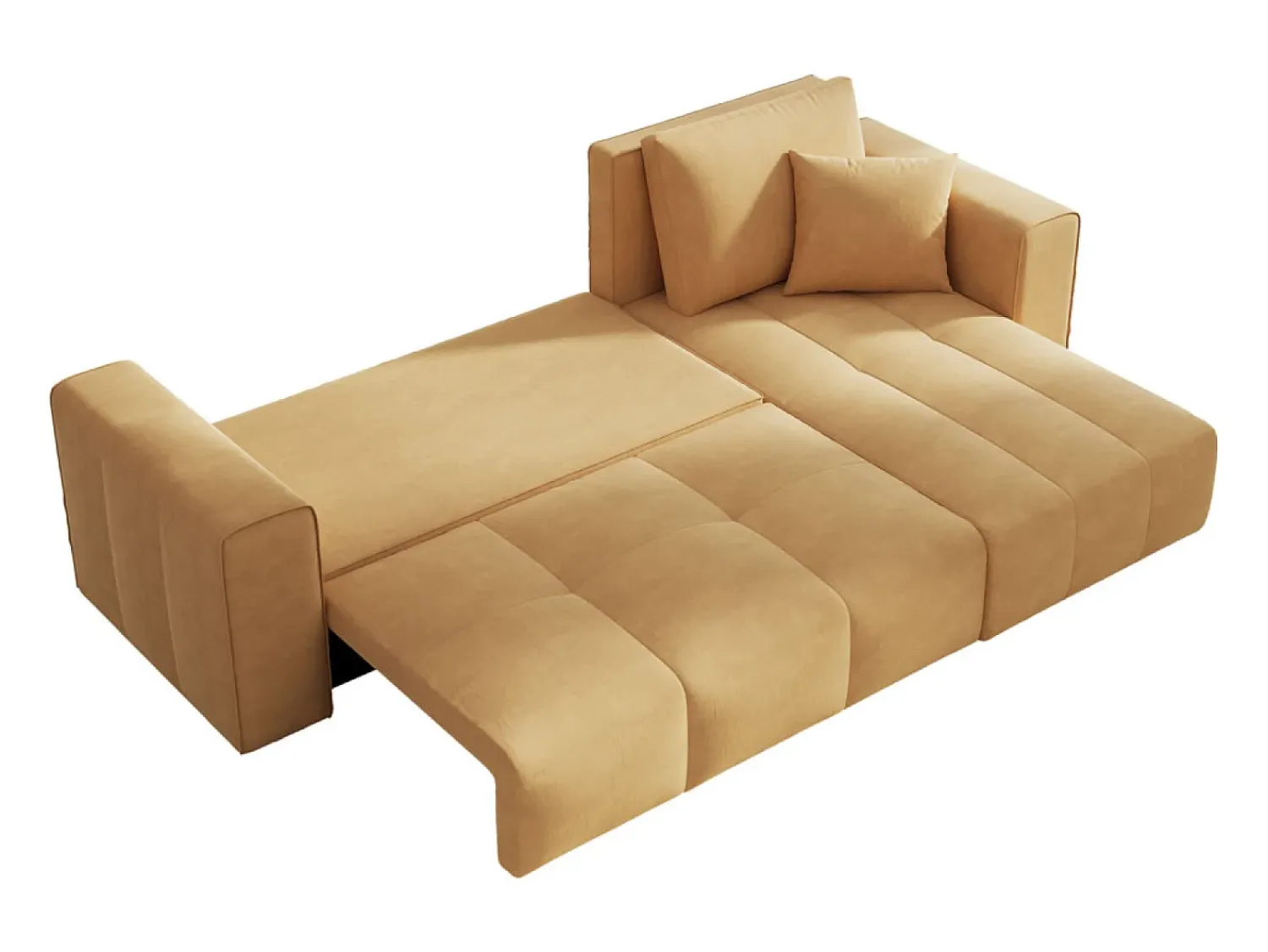 Sofá*Concept-Usine Canapé de canto conversível de 4 lugares em veludo BRIGHTON com baú e braços removíveis Amarelo