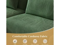 Sofá|DripeX Canapé de canto reversível em veludo cotelê - 2 lugares + méridienne - - 256 x 160 x 88 cm Verde
