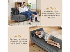 DripeX Canapé de canto reversível em veludo cotelê - 2 lugares + méridienne - Cinza - 256 x 160 x 88 cm^ Sofá