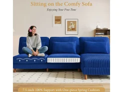 Sofá|DripeX Canapé de canto reversível em veludo cotelê - 2 lugares + méridienne - - 256 x 160 x 88 cm Azul