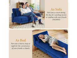 Sofá|DripeX Canapé de canto reversível em veludo cotelê - 2 lugares + méridienne - - 256 x 160 x 88 cm Azul