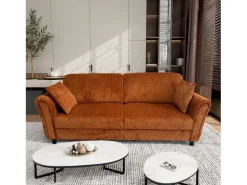 New Concept-Usine Canapé direito de 4 lugares em veludo cotelê LUCERNE - Confortável e elegante Terracota