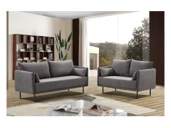 Discount Habitat et jardin Canapé fixe tissu "Rudy" - 132 x 78 x 88 cm - 2 lugares - Gris foncé Cinzento