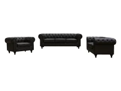 Sofá|Habitat et jardin Canapé fixo Chesterfield "Aliza" - 204 x 80 x 58 cm - 3 lugares - Marron Castanho