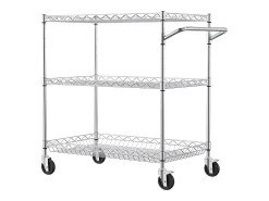 Móvel De Arrumação* Carriça utilitária SucceBuy 76,2 x 45,7 x 82,3 cm 300 kg 3 níveis 6 ganchos com rodas Prateado