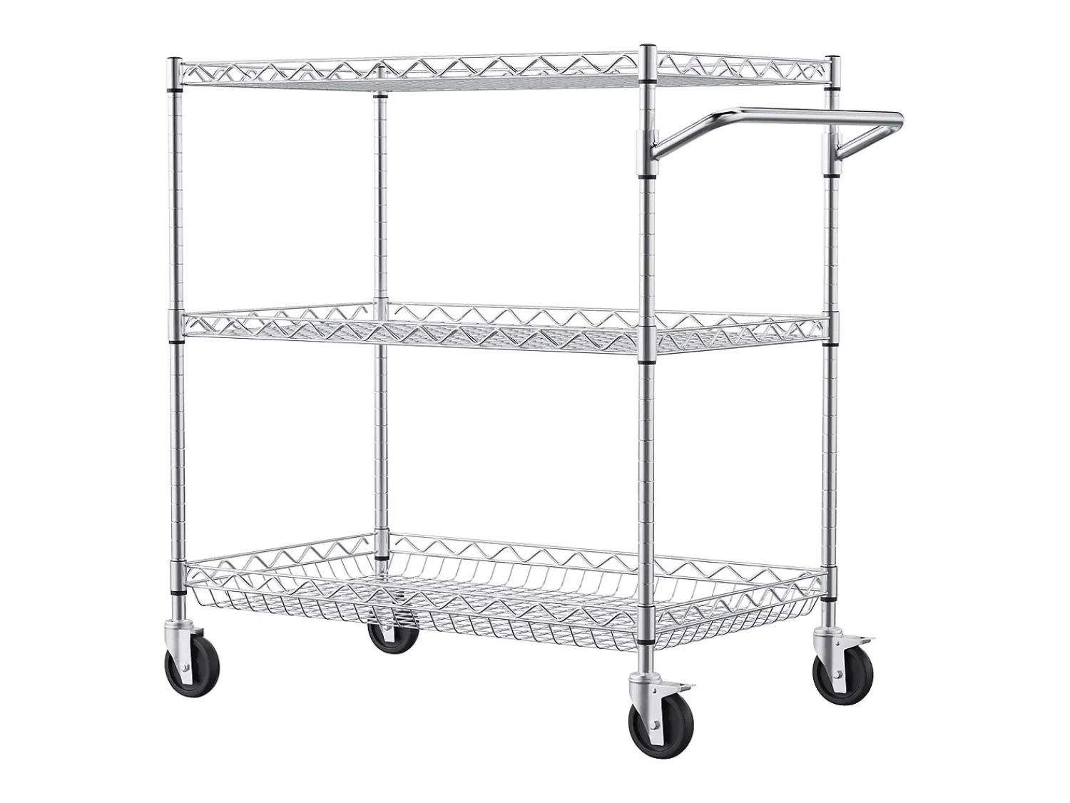Móvel De Arrumação* Carriça utilitária SucceBuy 76,2 x 45,7 x 82,3 cm 300 kg 3 níveis 6 ganchos com rodas Prateado