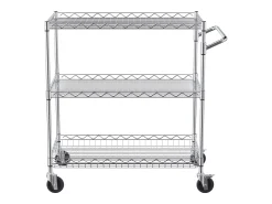 Móvel De Arrumação* Carriça utilitária SucceBuy 76,2 x 45,7 x 82,3 cm 300 kg 3 níveis 6 ganchos com rodas Prateado