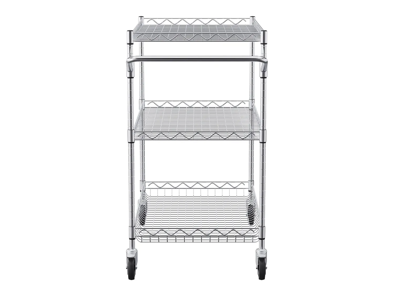 Móvel De Arrumação* Carriça utilitária SucceBuy 76,2 x 45,7 x 82,3 cm 300 kg 3 níveis 6 ganchos com rodas Prateado