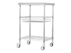 Best Carriça utilitária SucceBuy 61 x 50 x 93 cm, 213 kg, 3 níveis, 6 ganchos, carrinho de rodas Prateado