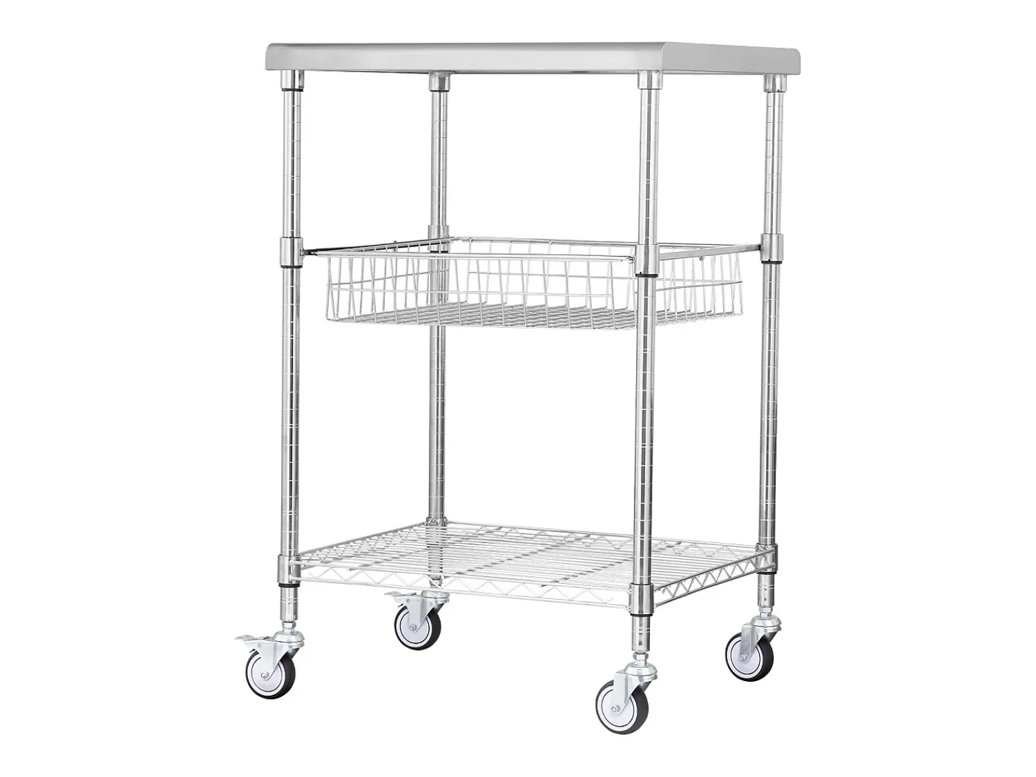 Best Carriça utilitária SucceBuy 61 x 50 x 93 cm, 213 kg, 3 níveis, 6 ganchos, carrinho de rodas Prateado
