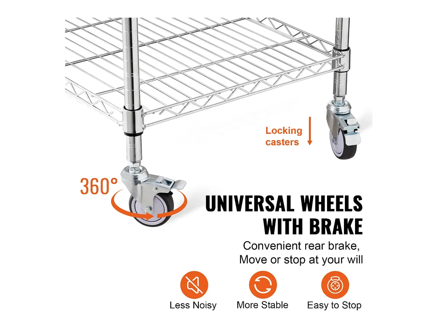 Best Carriça utilitária SucceBuy 61 x 50 x 93 cm, 213 kg, 3 níveis, 6 ganchos, carrinho de rodas Prateado
