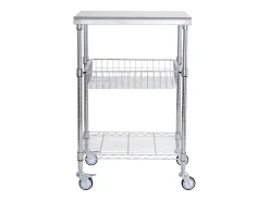 Best Carriça utilitária SucceBuy 61 x 50 x 93 cm, 213 kg, 3 níveis, 6 ganchos, carrinho de rodas Prateado