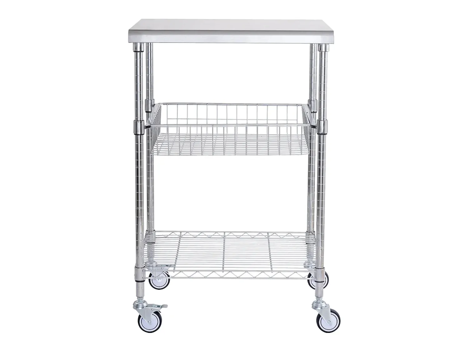 Best Carriça utilitária SucceBuy 61 x 50 x 93 cm, 213 kg, 3 níveis, 6 ganchos, carrinho de rodas Prateado