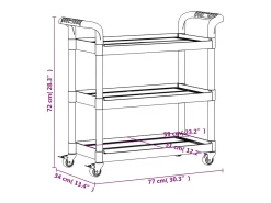 Móvel De Arrumação*vidaxl Carrinho c/ 3 prateleiras 77x34x72 cm alumínio Cinzento