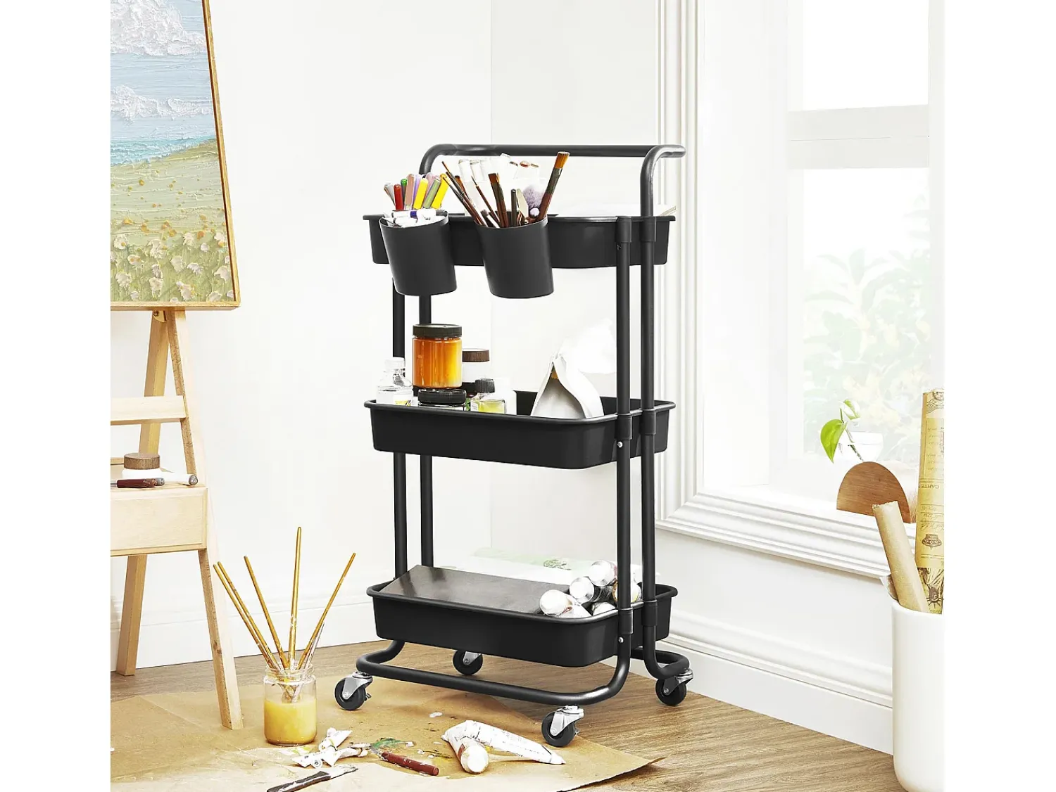 Carrinho com Rodas 41,6x33,5x86,3 cm Preto