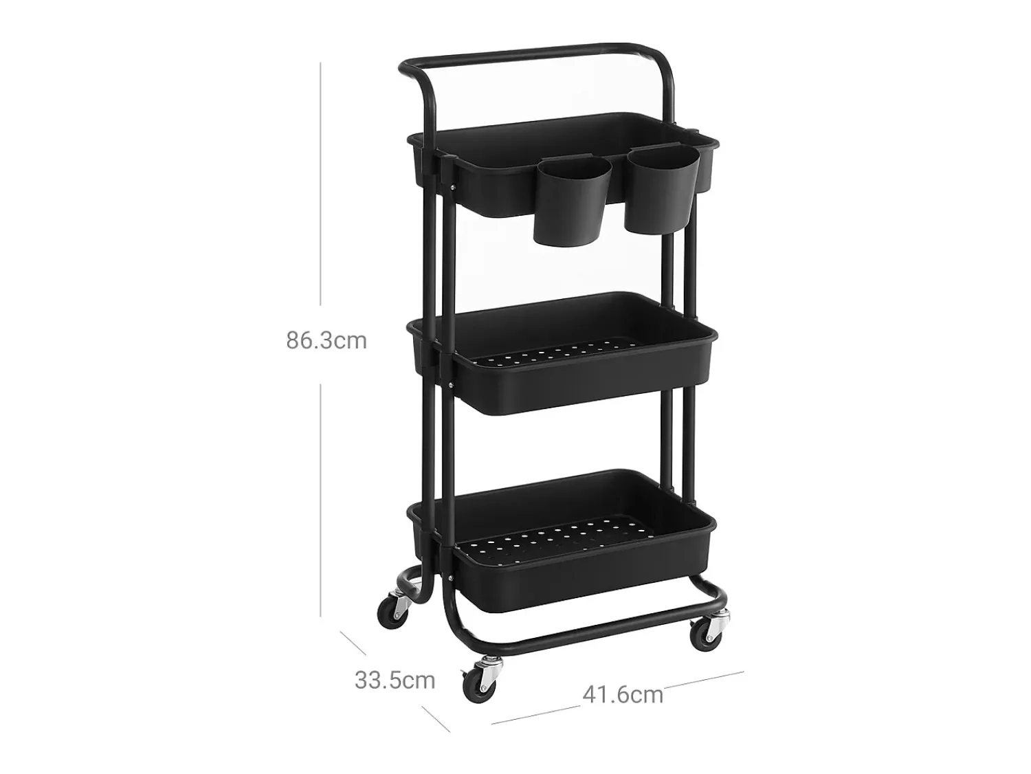 Carrinho com Rodas 41,6x33,5x86,3 cm Preto