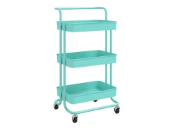 vidaxl Carrinho cozinha 3 prateleiras ferro/ABS 42x35x85 cm turquesa^ Móvel De Arrumação