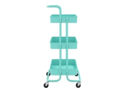 vidaxl Carrinho cozinha 3 prateleiras ferro/ABS 42x35x85 cm turquesa^ Móvel De Arrumação