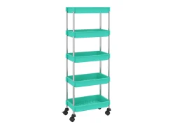 Móvel De Arrumação|vidaxl Carrinho cozinha 5 prateleiras ferro/ABS 42x29x128 cm turquesa Verde
