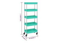 Móvel De Arrumação|vidaxl Carrinho cozinha 5 prateleiras ferro/ABS 42x29x128 cm turquesa Verde