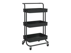 vidaxl Carrinho cozinha c/ 3 prateleiras ferro/ABS 42x35x85 cm Preto