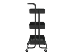vidaxl Carrinho cozinha c/ 3 prateleiras ferro/ABS 42x35x85 cm Preto